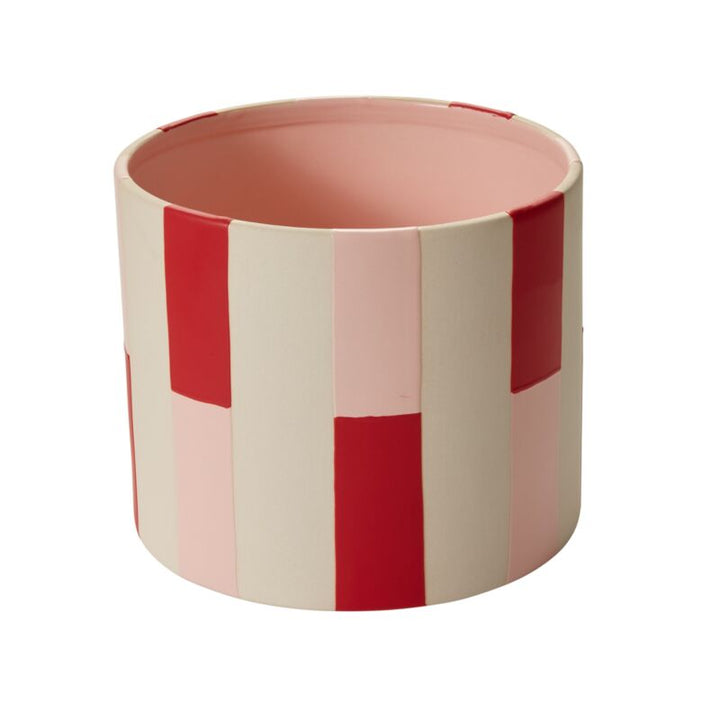 Red and Pink Check Pot