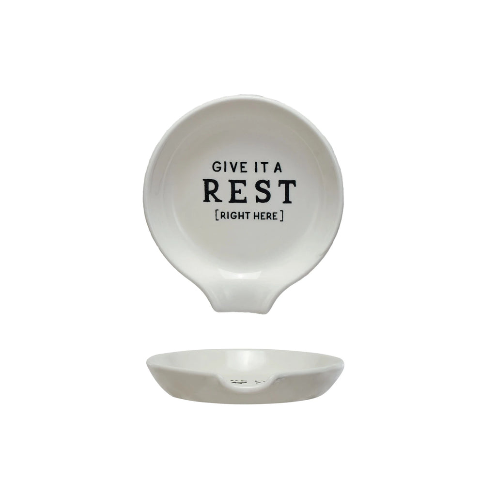 Stoneware Spoon Rest with Saying