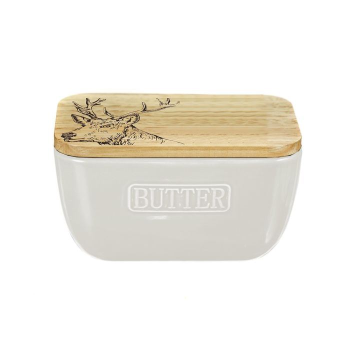 White Butter Dish - Stag