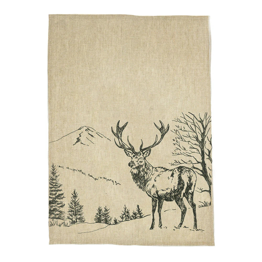 Linen Tea Towel - Scenic Stag