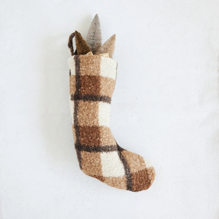 Brown Plaid Sherpa Stocking