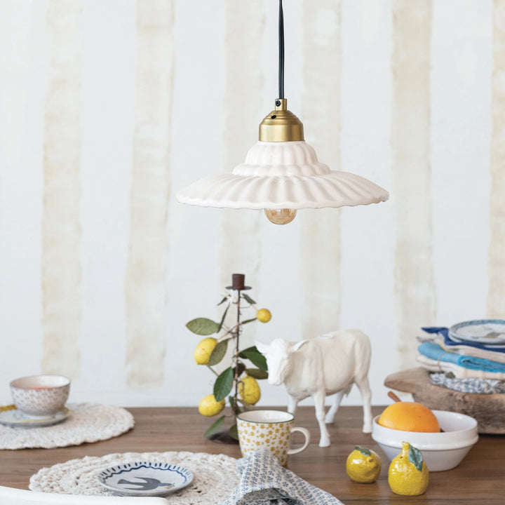 Ceramic Pleated Pendant Lamp