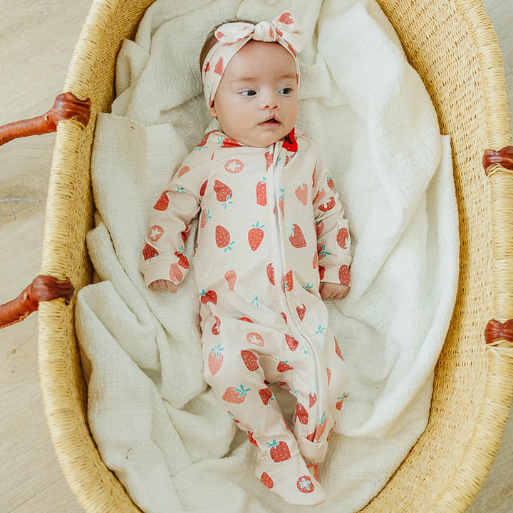Strawberry Zip-up Footie 3-6mo