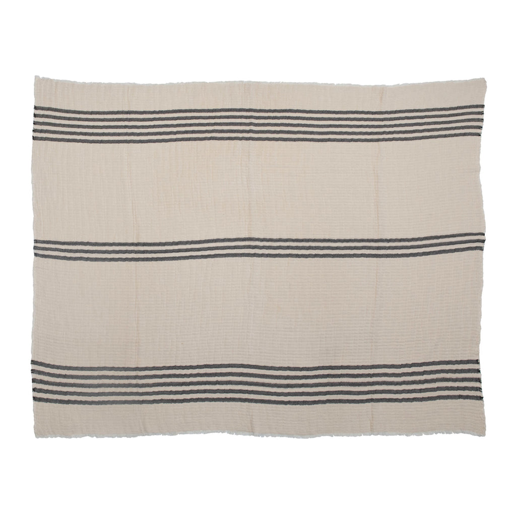 Cotton Striped Throw Blanket
