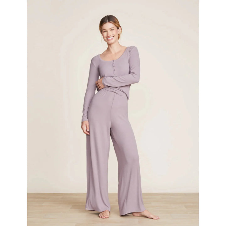 Malibu Collection® Ultra-Soft Rib Wide Leg Pant Deep Taupe