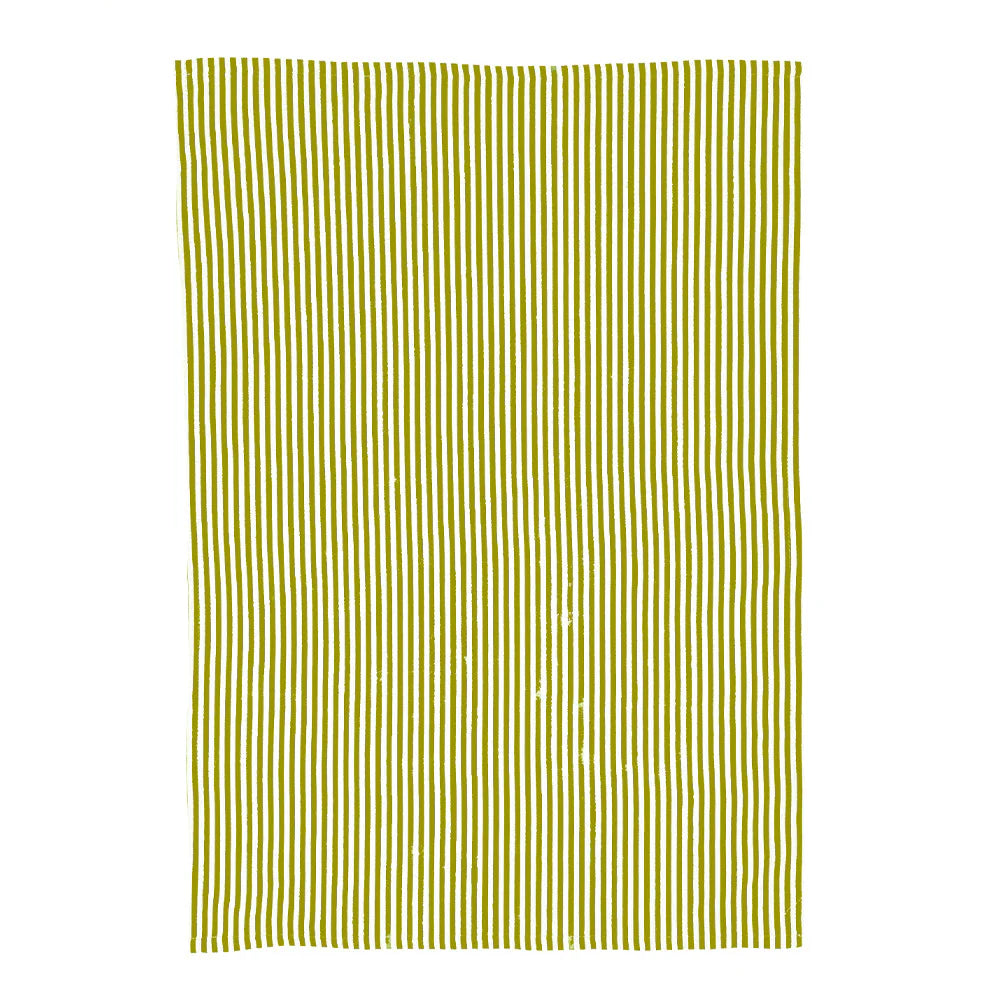 Linen Tea Towel - Green Stripe