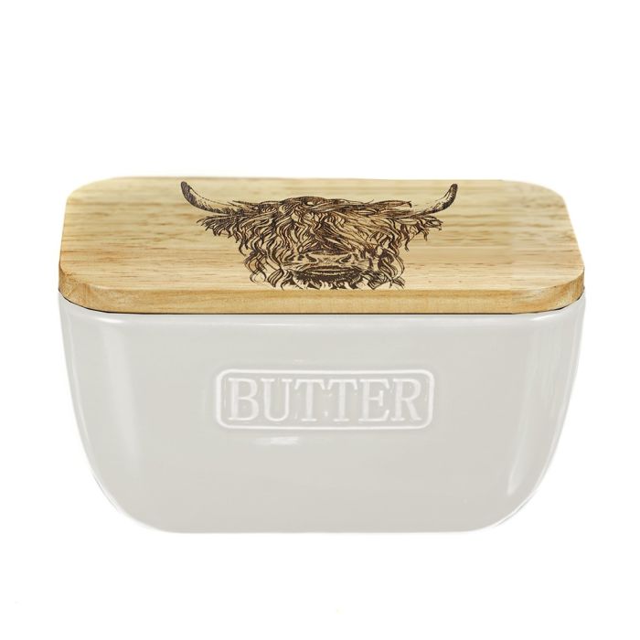 White Butter Dish - Highland Cow