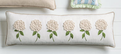 White Hydrangea Long Pillow