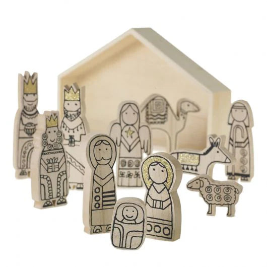 Wooden Nativity Scene