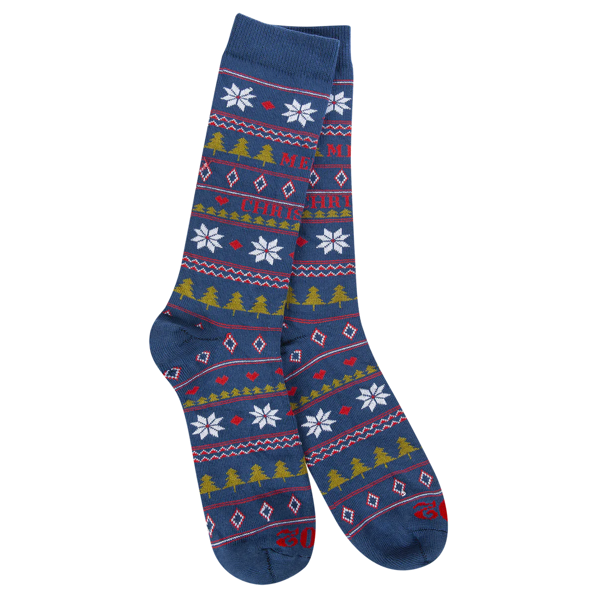World's Softest Socks 1902 Holiday Transit Crew - Navy Merry Christmas