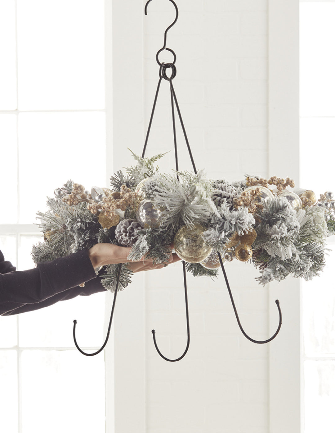 Rustic Black Iron Wreath Hanger