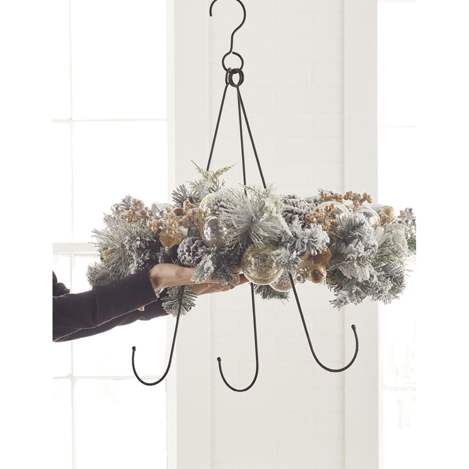 Rustic Black Iron Wreath Hanger