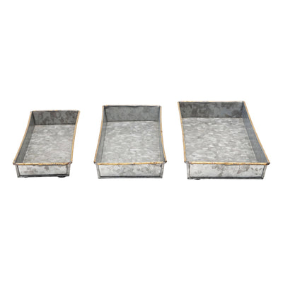 Galvanized Metal Tray Set