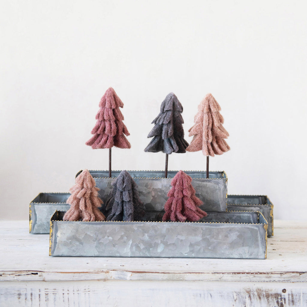 Galvanized Metal Tray Set