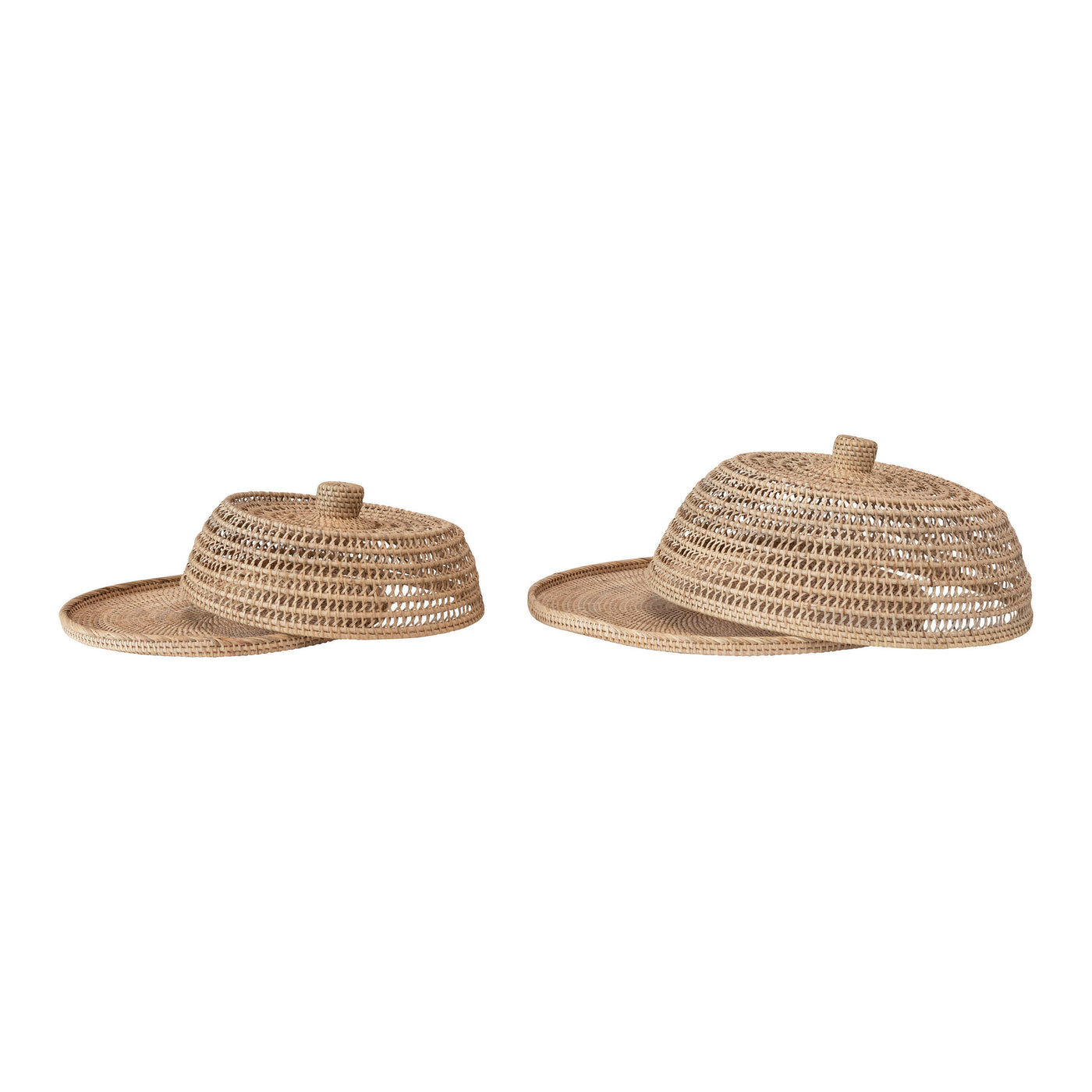 Hand-Woven Rattan Trays with Rattan Food Covers