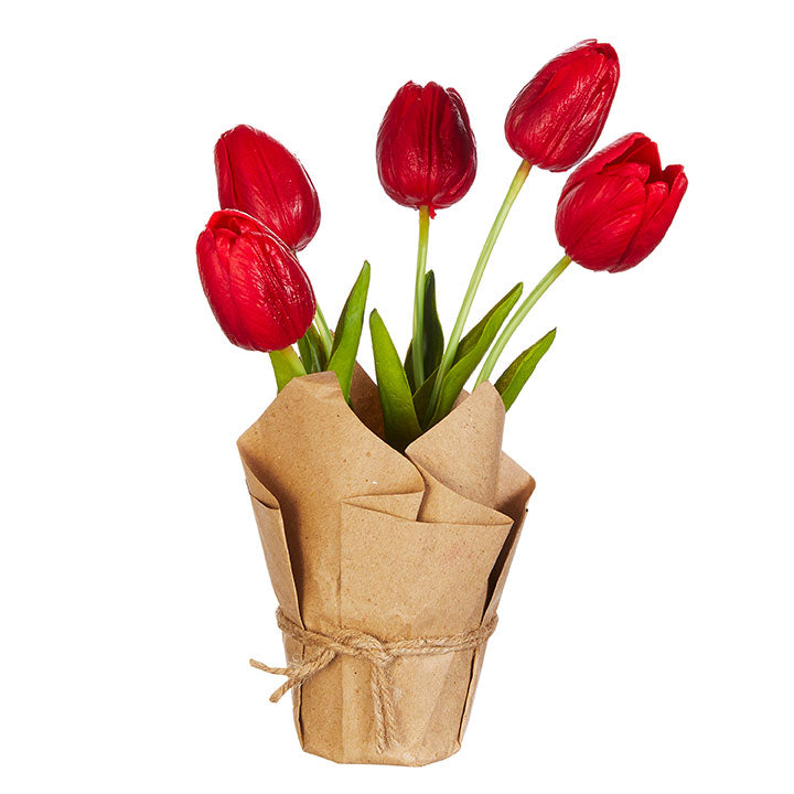 Real Touch Red Potted Tulips