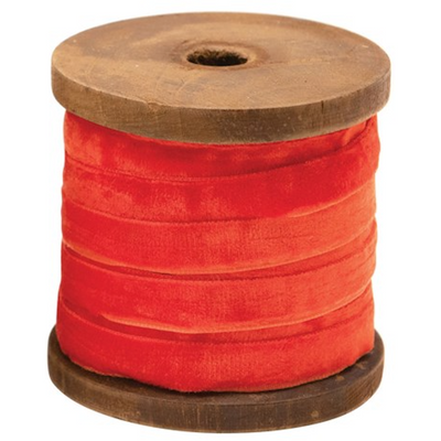 Velvet ribbon on a vintage wood spool