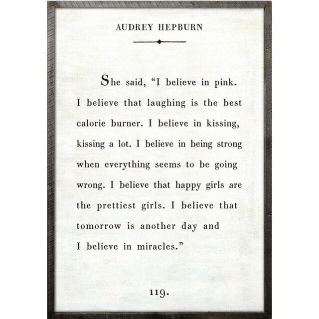 Audrey Hepburn Wooden Quote Sign