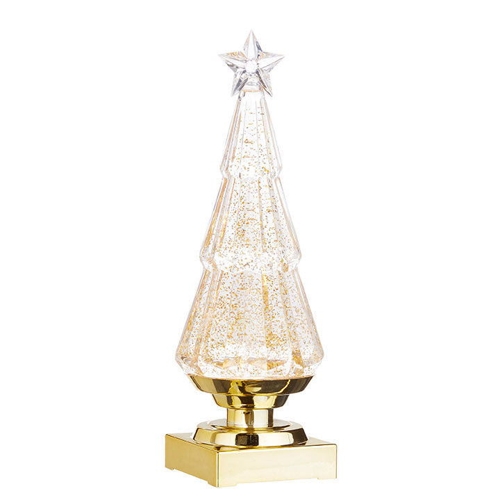 Lighted Tree with Gold Glitter
