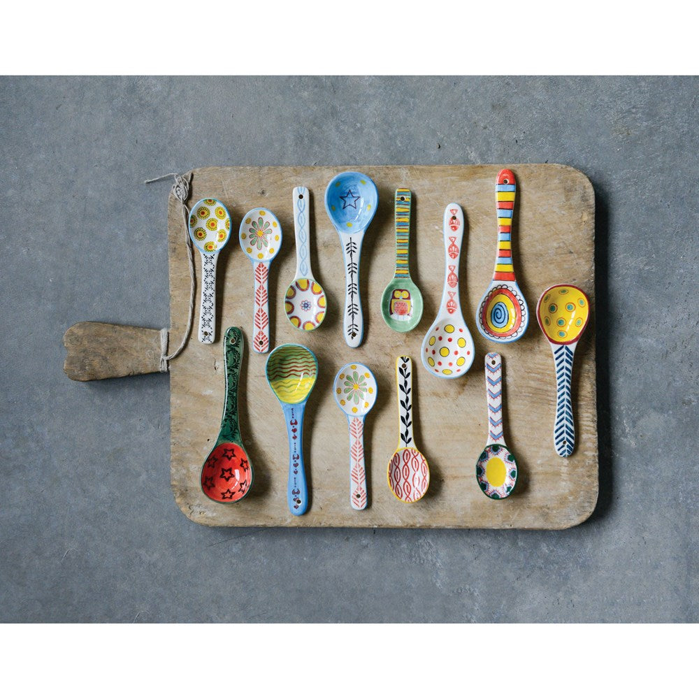 Stoneware Spoon with hand painted designs