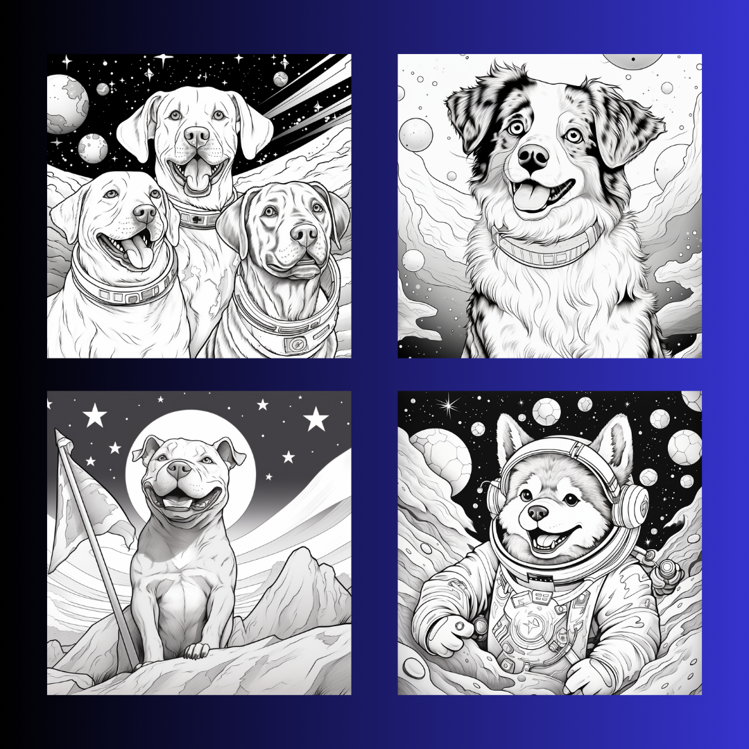 Dogs in Space Coloring Book