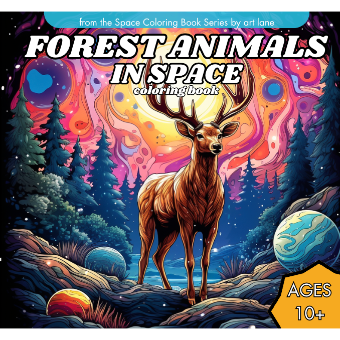 Forest Animals in Space Coloring Book