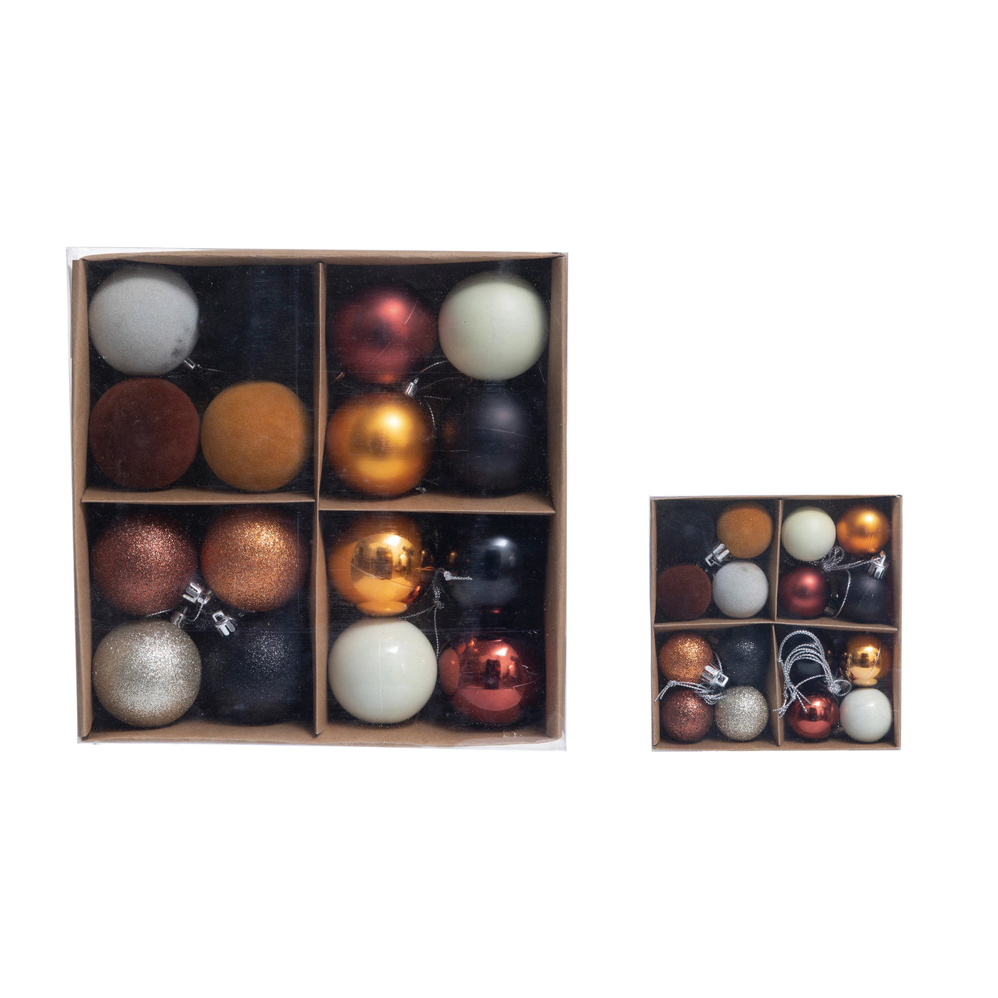 Plastic Ball Ornaments, Boxed Set of 16