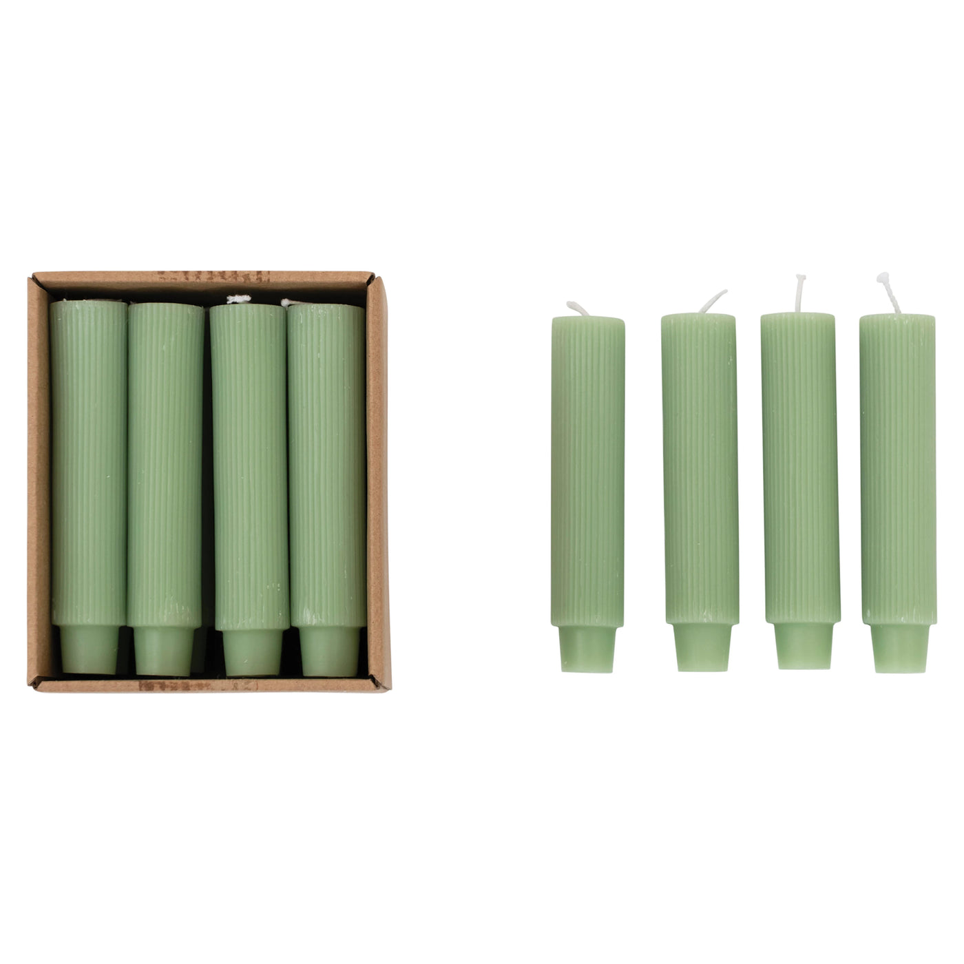 Green Taper Candles Set