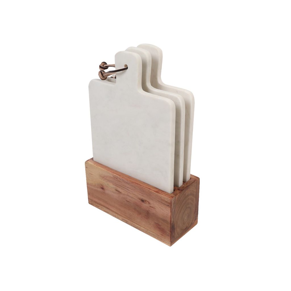 Marble Cutting Board With Stand - Set Of 3