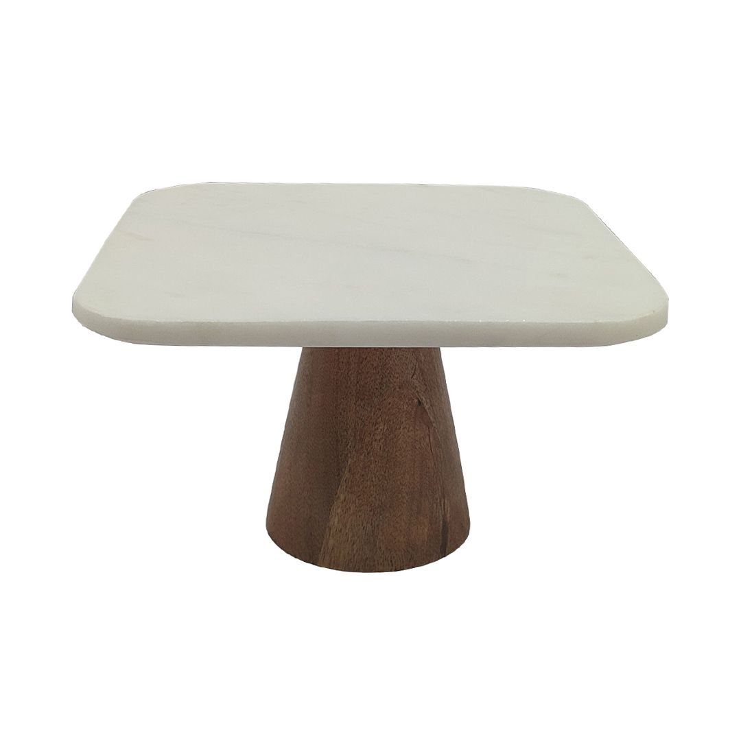 Marble & Mango Wood 1 Tier Cake Stand