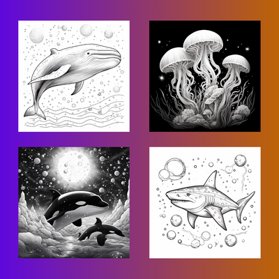 Ocean Animals in Space Coloring Book