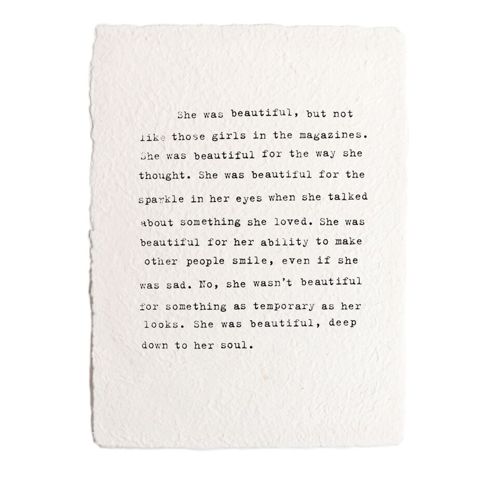 She Was Beautiful Handmade Paper Print