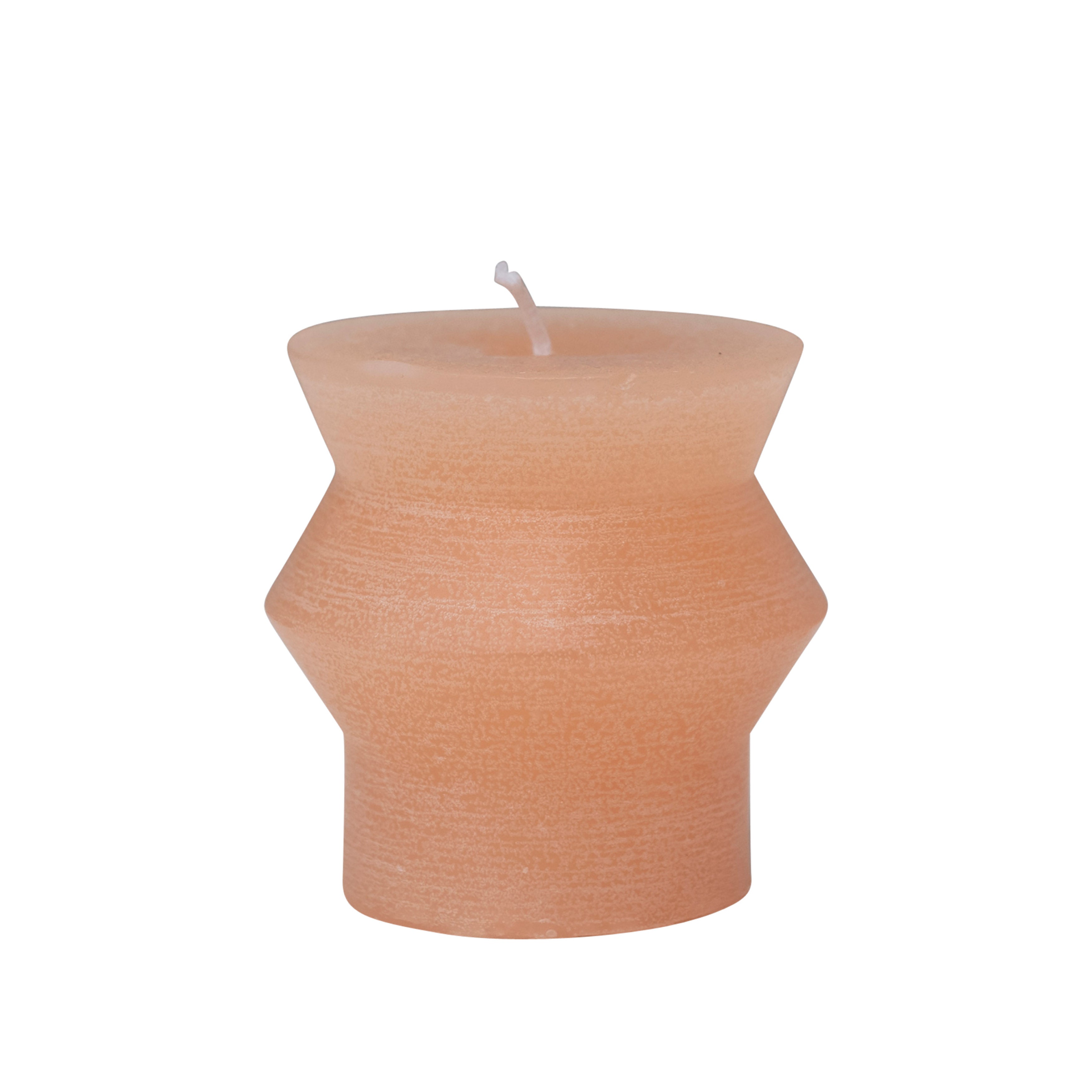 Small Coral Geometric Candle