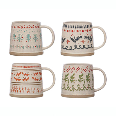 Hand-Stamped Christmas Mugs