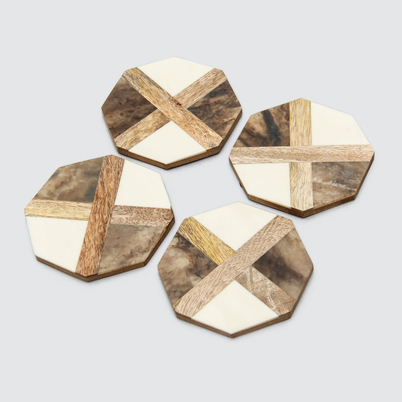 Resin Striped Coasters - Set Of 4