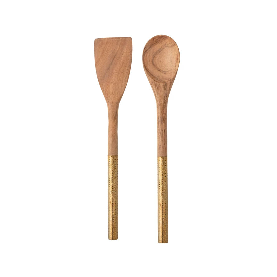 Brass and Wood Serving Utensils