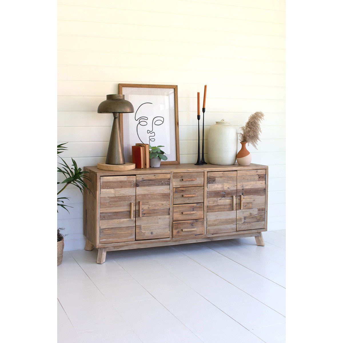 Wooden Chest with Drawers and Doors